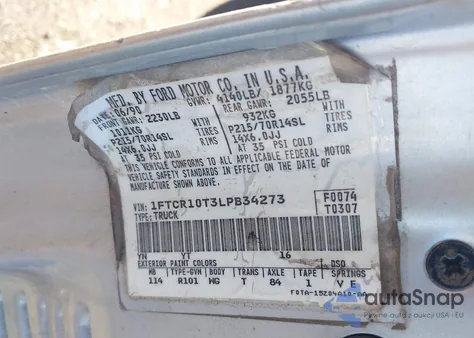 1990 Ford Ranger z USA, uszkodzony, nr VIN 1FTCR10T3LPB34273